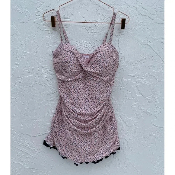 Hilor Womens One Piece Swimsuits Tummy Control Ruffles Built in Swim Panty Sz 14 - Picture 1 of 12